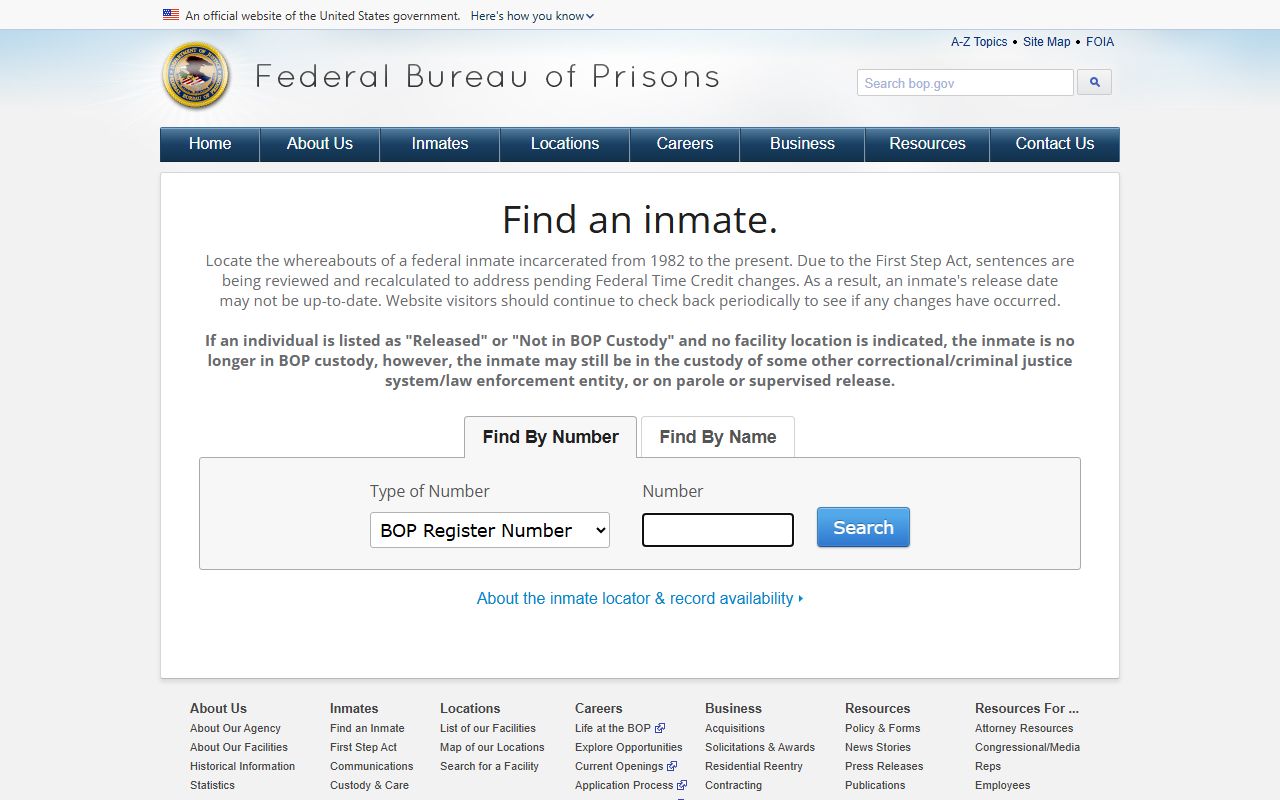 Federal Bureau of Prisons inmate locator for Marshall County federal custody records